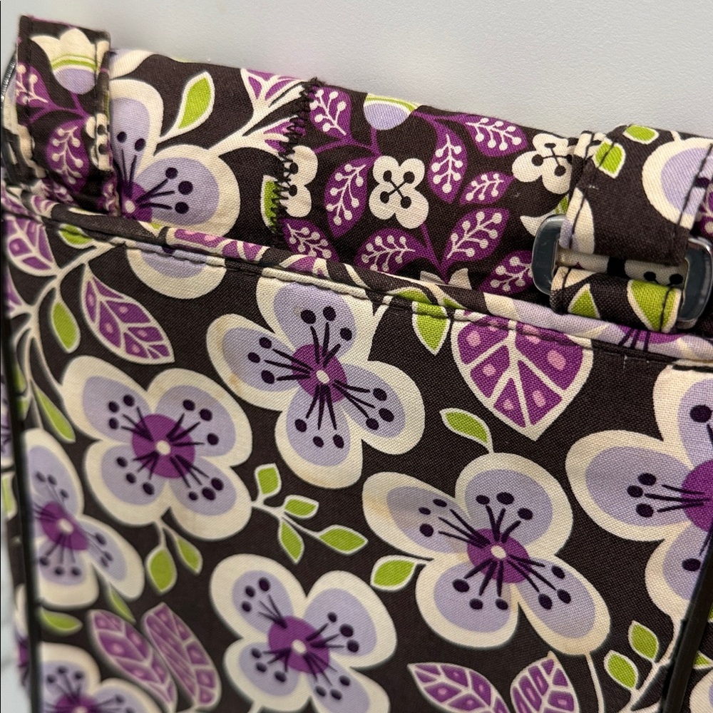 Vera Bradley Flap Crossbody Bag- vintage retired Plum Petals floral pattern - Picture 10 of 12